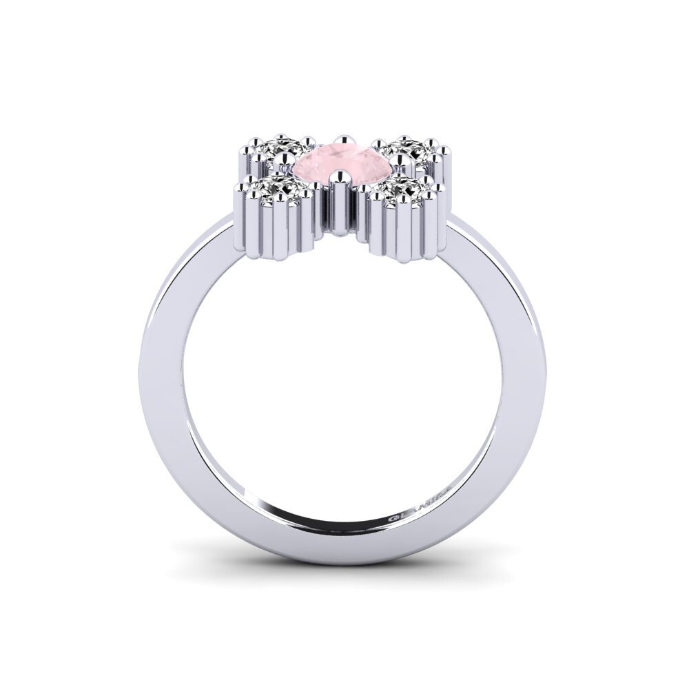 White Silver Rose Quartz Ring Gitarax