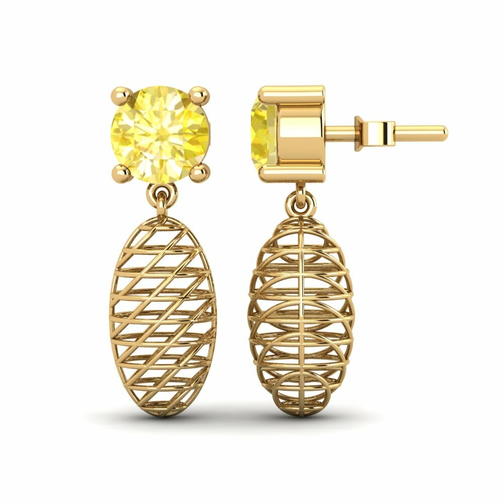 Saphir Jaune Boucle d'oreille femme Gladys
