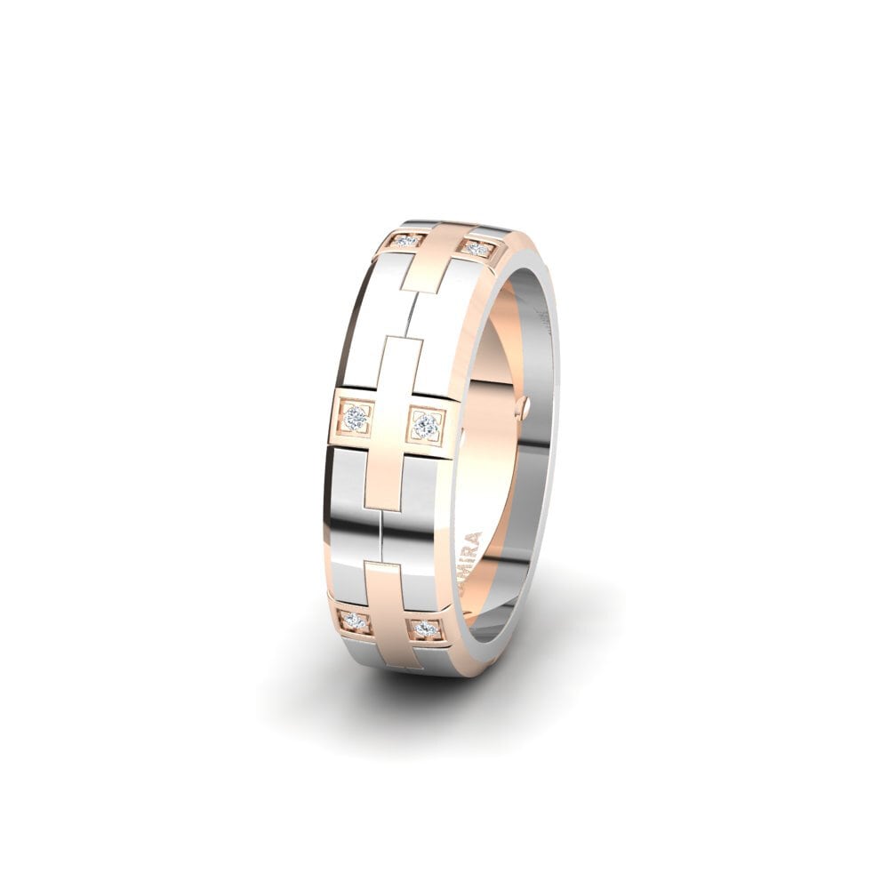 Anillo Boda Mujer Glamorous Gift 6 mm 9k Oro Blanco & Rosa