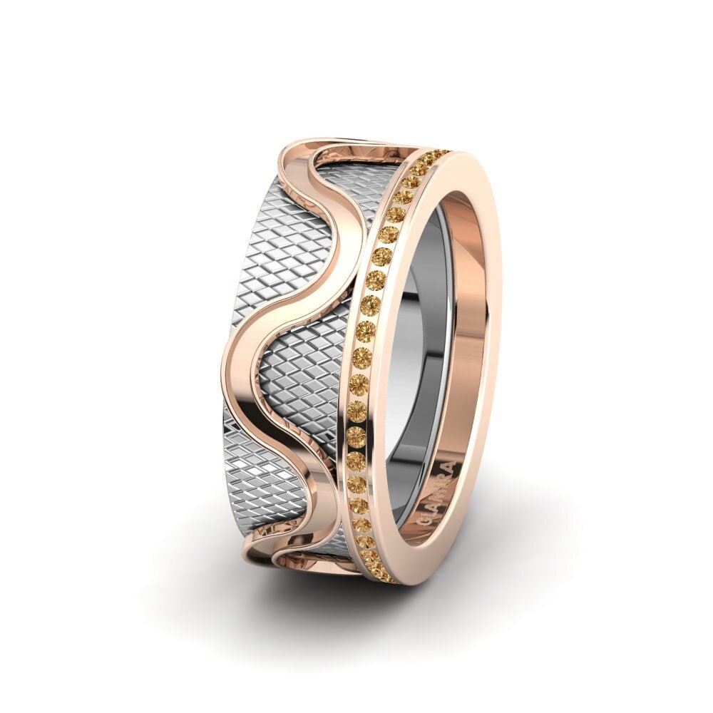 750 Rot & Weißgold Brauner Diamant Damen trauring Glamorous Glow 8 mm