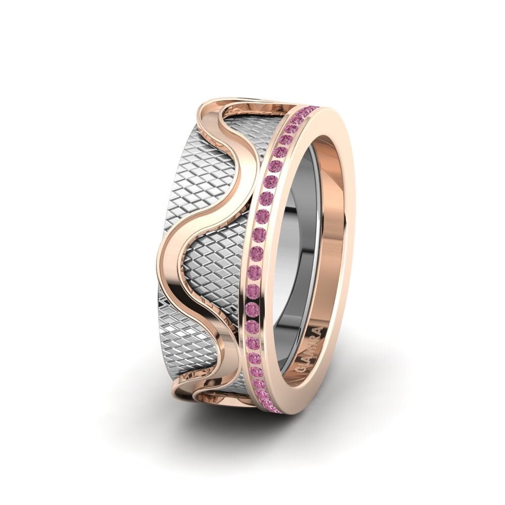 Or Rose & Blanc 750 Grenat de Rhodolite Alliance pour femme Glamorous Glow 8 mm
