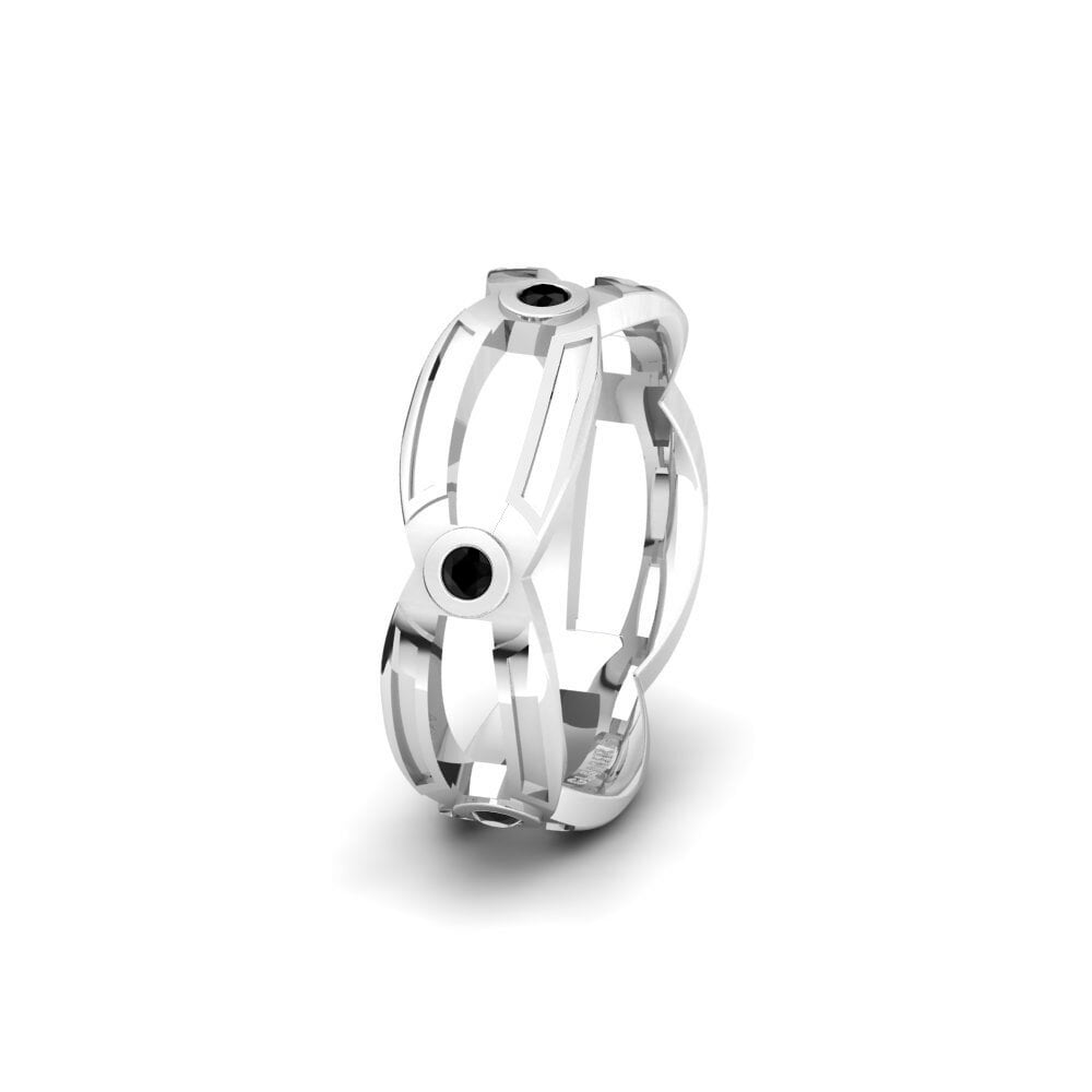 Zafiro negro Anillo Boda Mujer Glamorous Square 7 mm