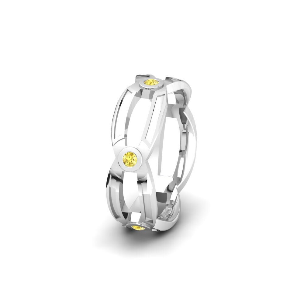 Zafiro amarillo Anillo Boda Mujer Glamorous Square 7 mm