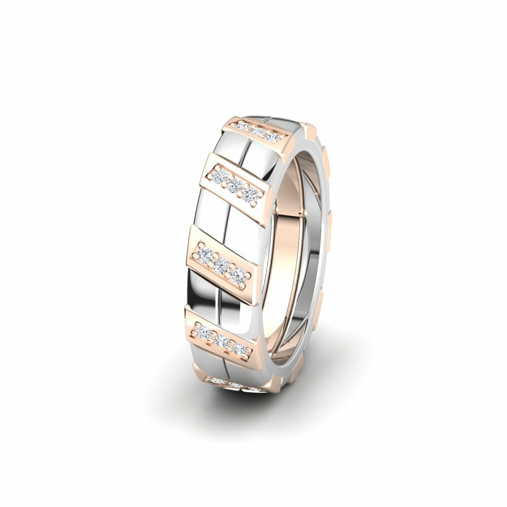 Red white gold Women's Ring Glamorous Swirl 6 mm