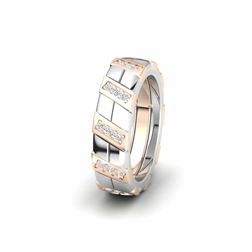 Anillo Boda Mujer Glamorous Swirl 6 mm 14k Oro Rosa & Blanco