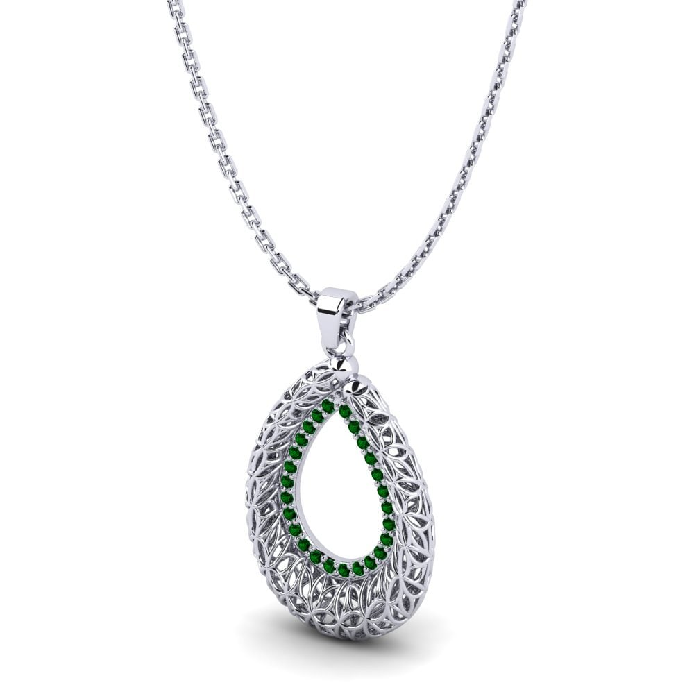 Plata 925 Circonita Verde Colgante de Mujer Gracia