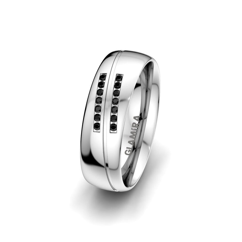 925 Prata de lei Safira negra Anel Casamento Feminino Amazing Flow 6 mm