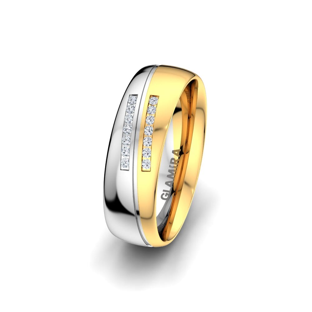 Weiß & Gelbgold 585 Diamant Damen trauring Amazing Flow 6 mm