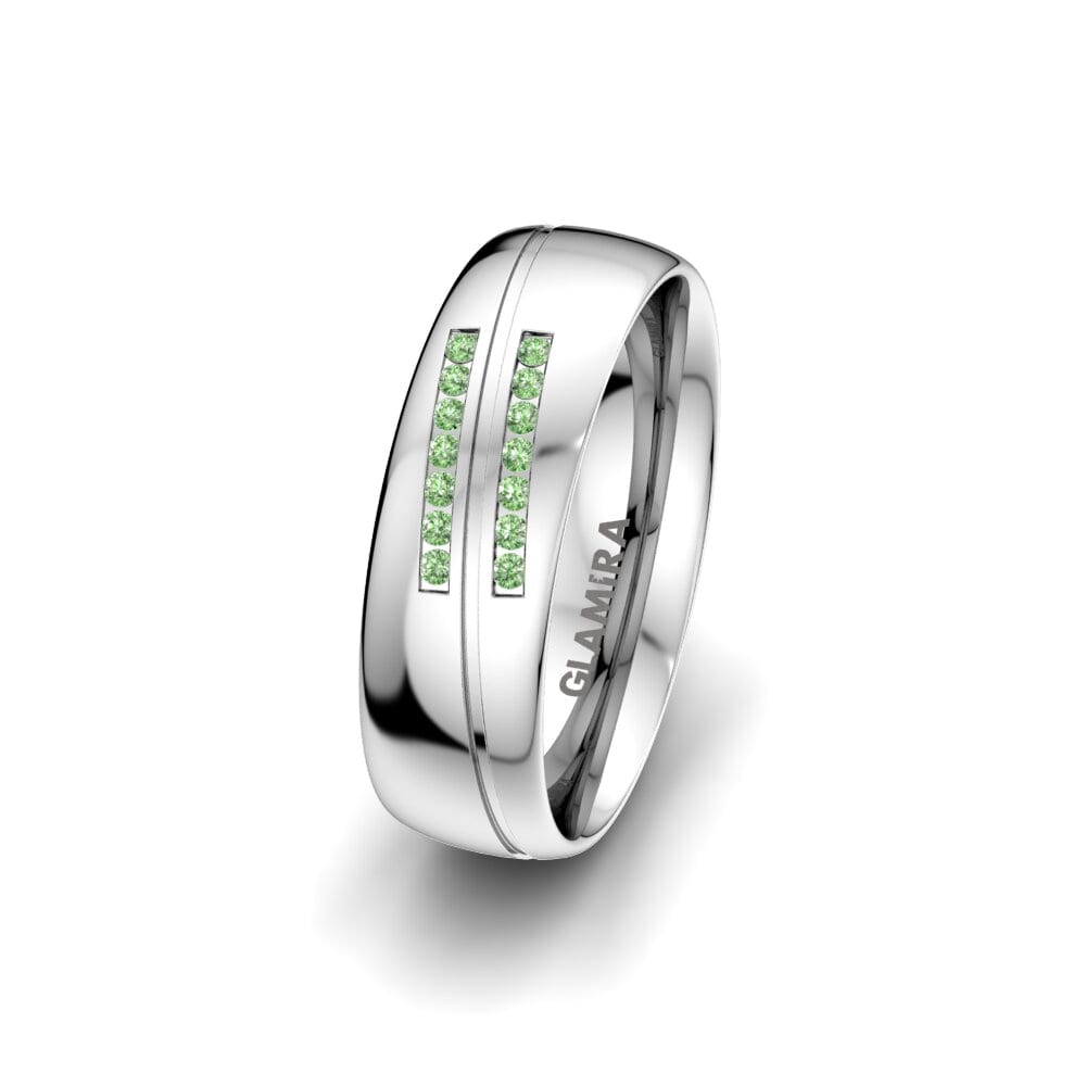 925 Silver Green Diamond Women's Ring Amazing Flow 6 mm