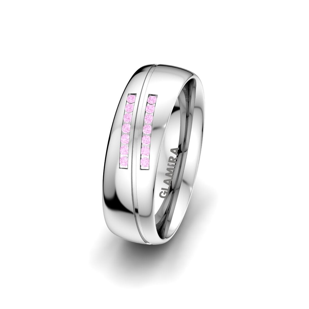 925 Prata de lei Safira Rosa Anel Casamento Feminino Amazing Flow 6 mm