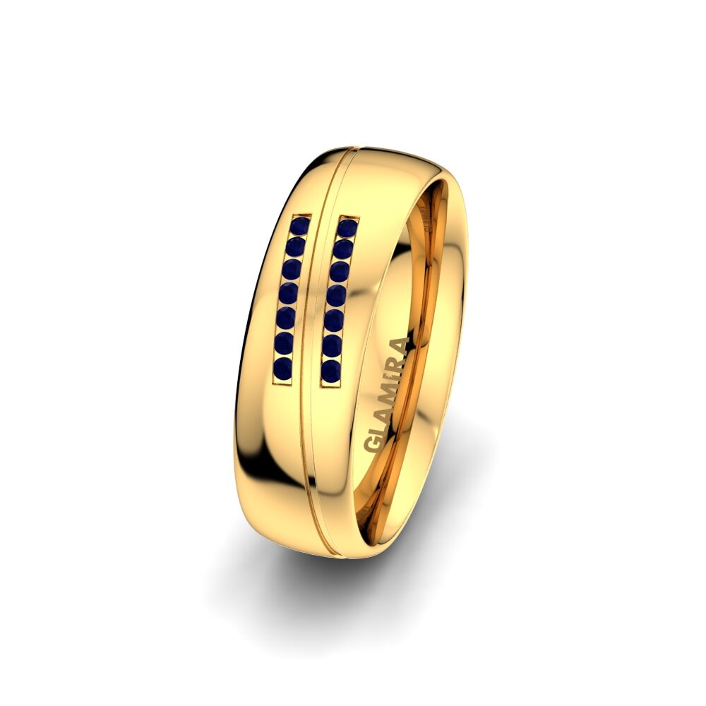 9ct Yellow Gold Sapphire Women's Wedding Ring Amazing Flow 6 mm