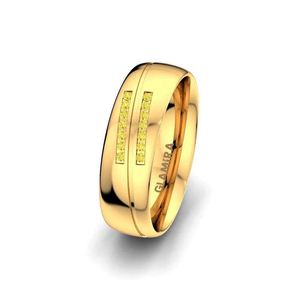 9ct Yellow Gold Yellow Sapphire Women's Wedding Ring Amazing Flow 6 mm