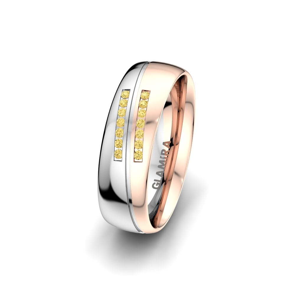 Weiß & Rotgold 375 Gelber Diamant Damen trauring Amazing Flow 6 mm