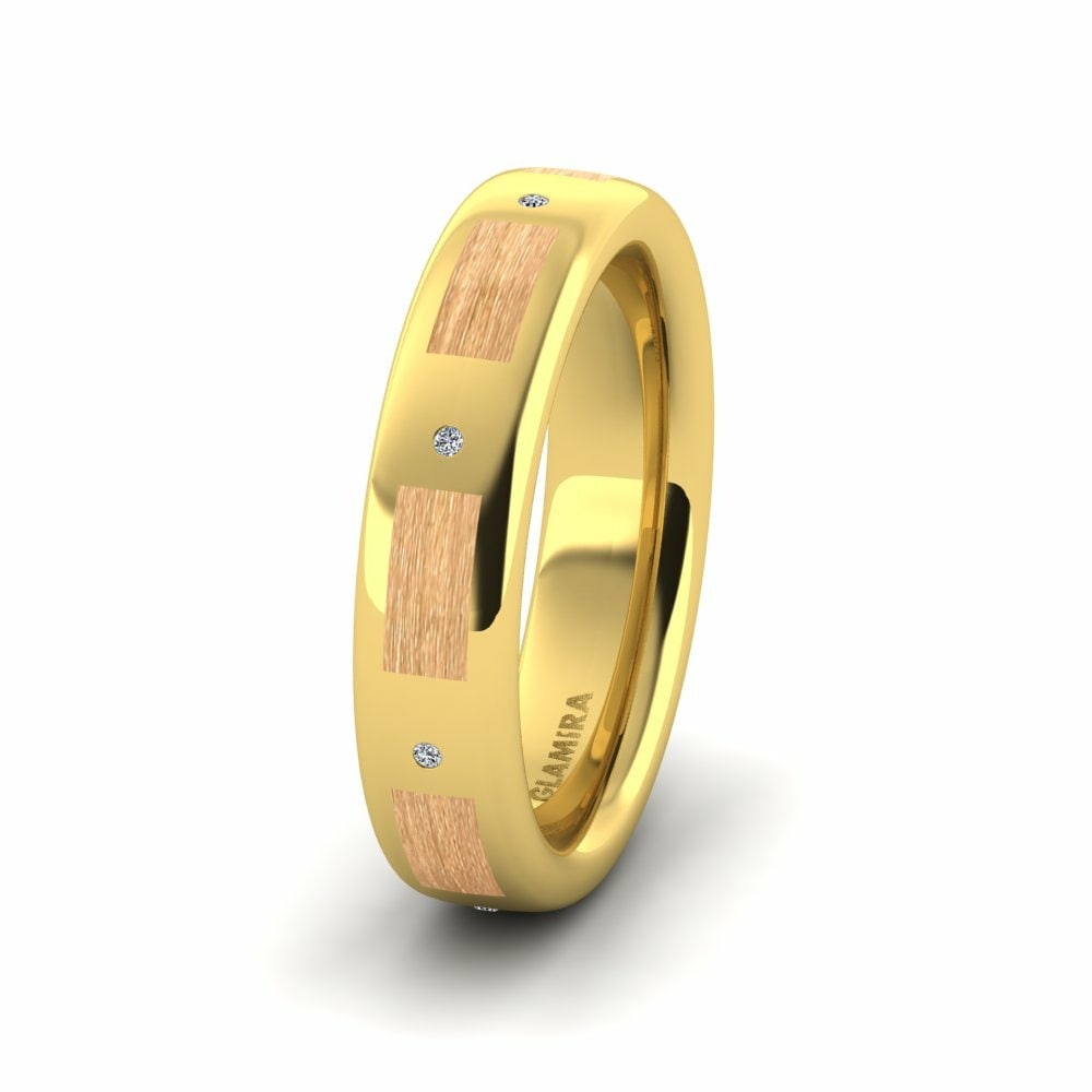 木紋和碳紋 18k 黃色K金 女士结婚戒指 Confident Charm 5 mm