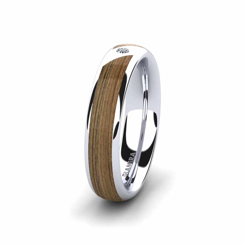 Wood & Carbon Women’s Wedding Rings Women's Confident Couple 5 mm 585 White Gold Zirconia