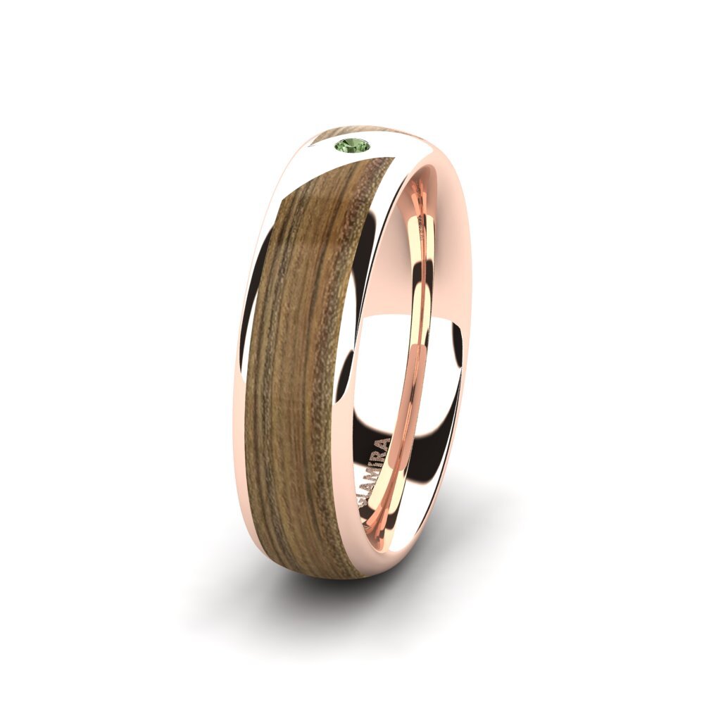 Or rose 585 Diamant Vert Alliance pour femme Confident Couple 6 mm