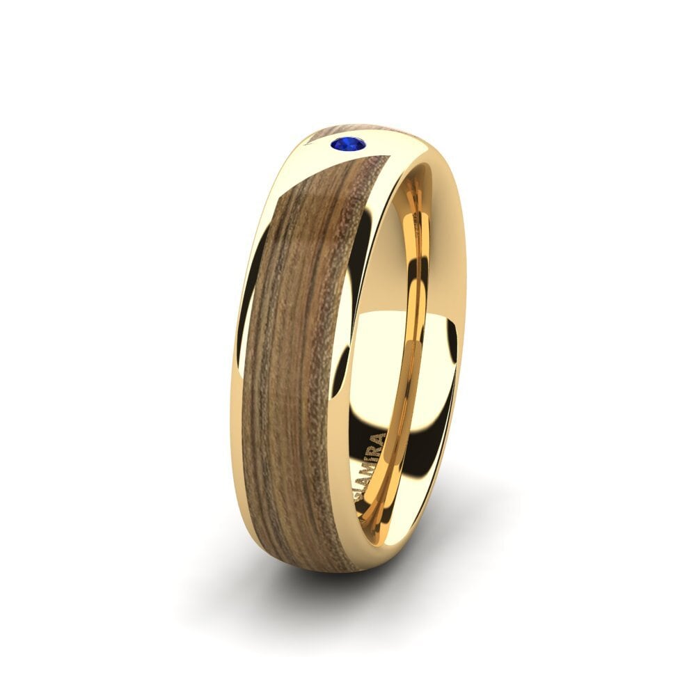 9ct Yellow Gold Sapphire Women's Wedding Ring Confident Couple 6 mm