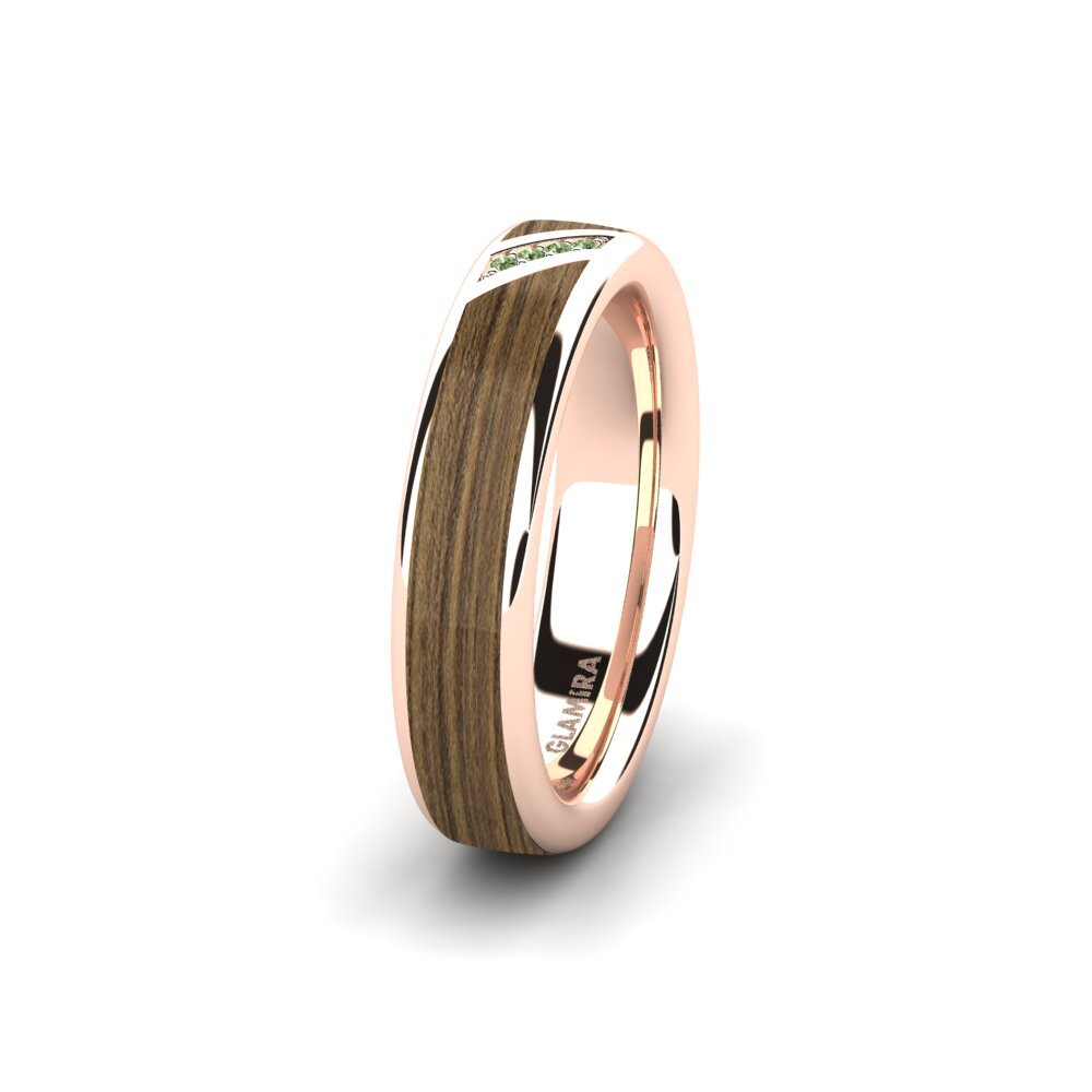 Or rose 585 Diamant Vert Alliance pour femme Confident Gift 5 mm