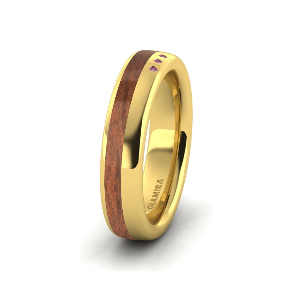9ct Yellow Gold Rhodolite Garnet Women's Wedding Ring Confident Glow 5 mm