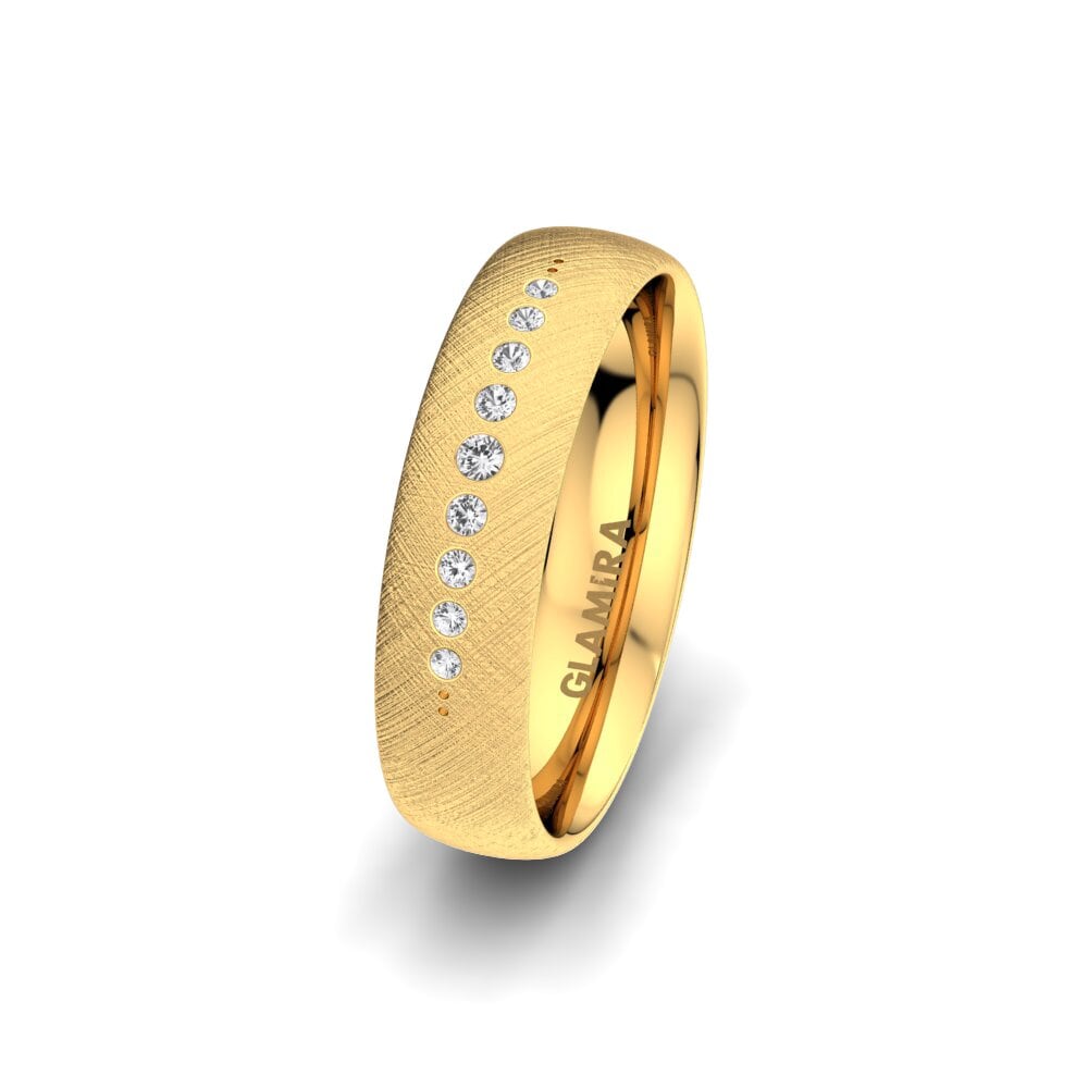 14ct Yellow Gold White sapphire Women's Wedding Ring Magic Truth 5 mm