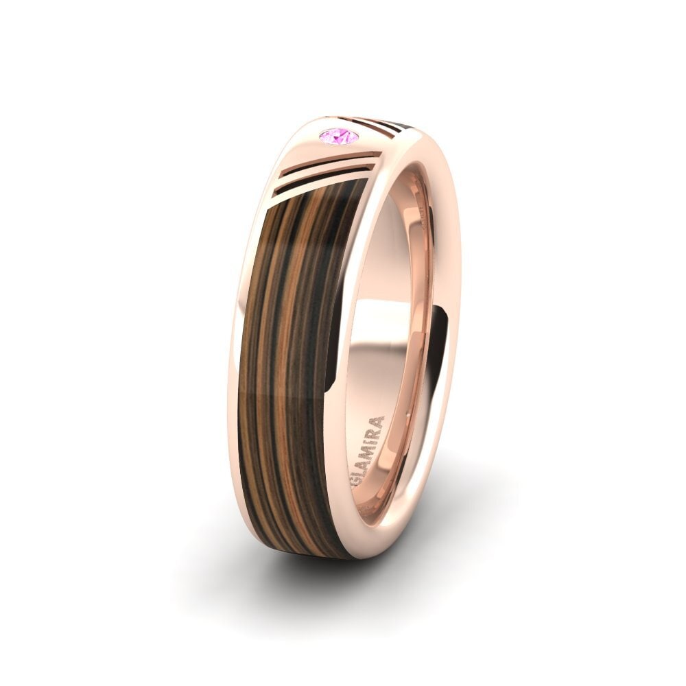 14ct Rose Gold Pink Sapphire Women's Wedding Ring Confident Wind 6 mm