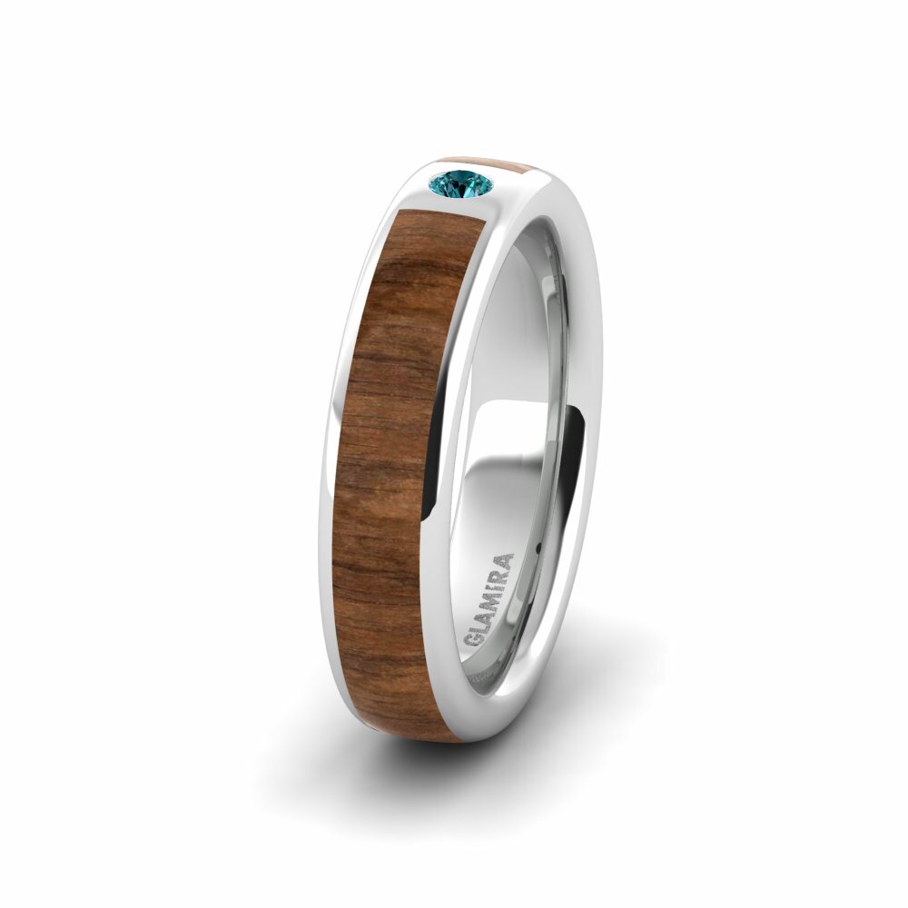 Wood & Carbon Blue Diamond Women’s Wedding Rings