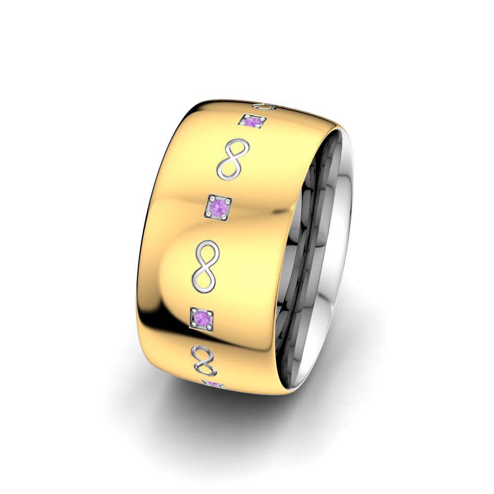 Bague Femme En Améthyste Véritable 10x7mm - Monture Or Jaune 333/8 Carats - Taille Réglable