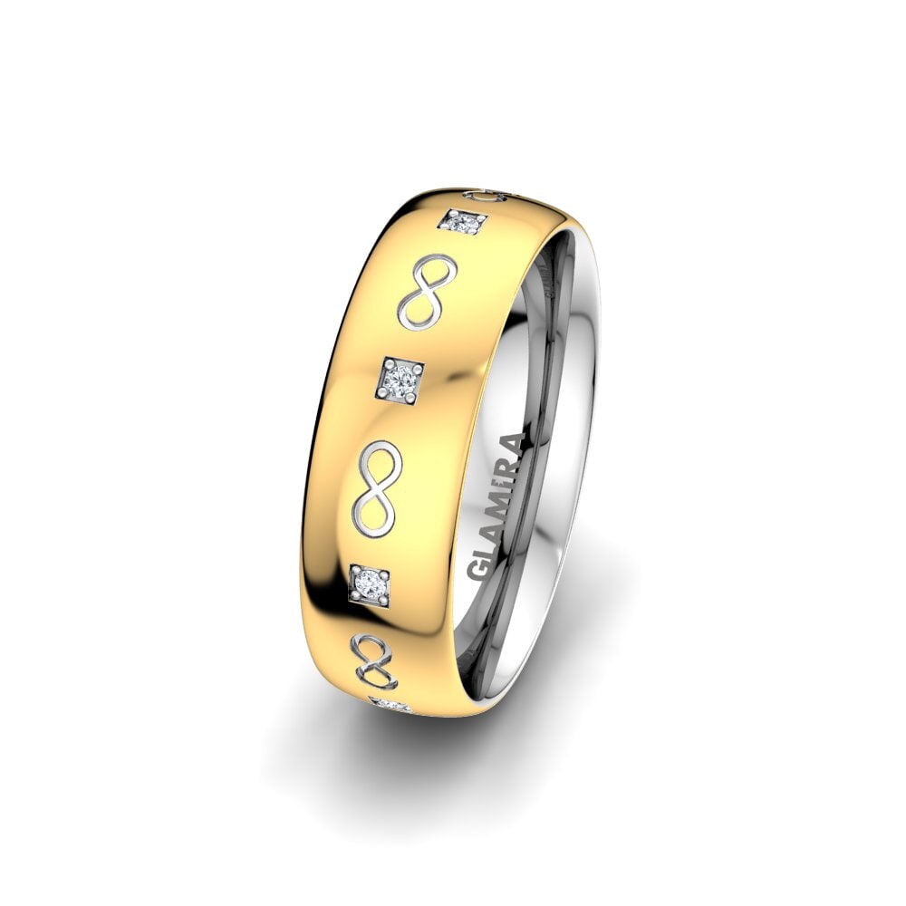 18ct Yellow & White Gold Lab Grown Diamond Women's Wedding Ring Classic Infinity 6 mm