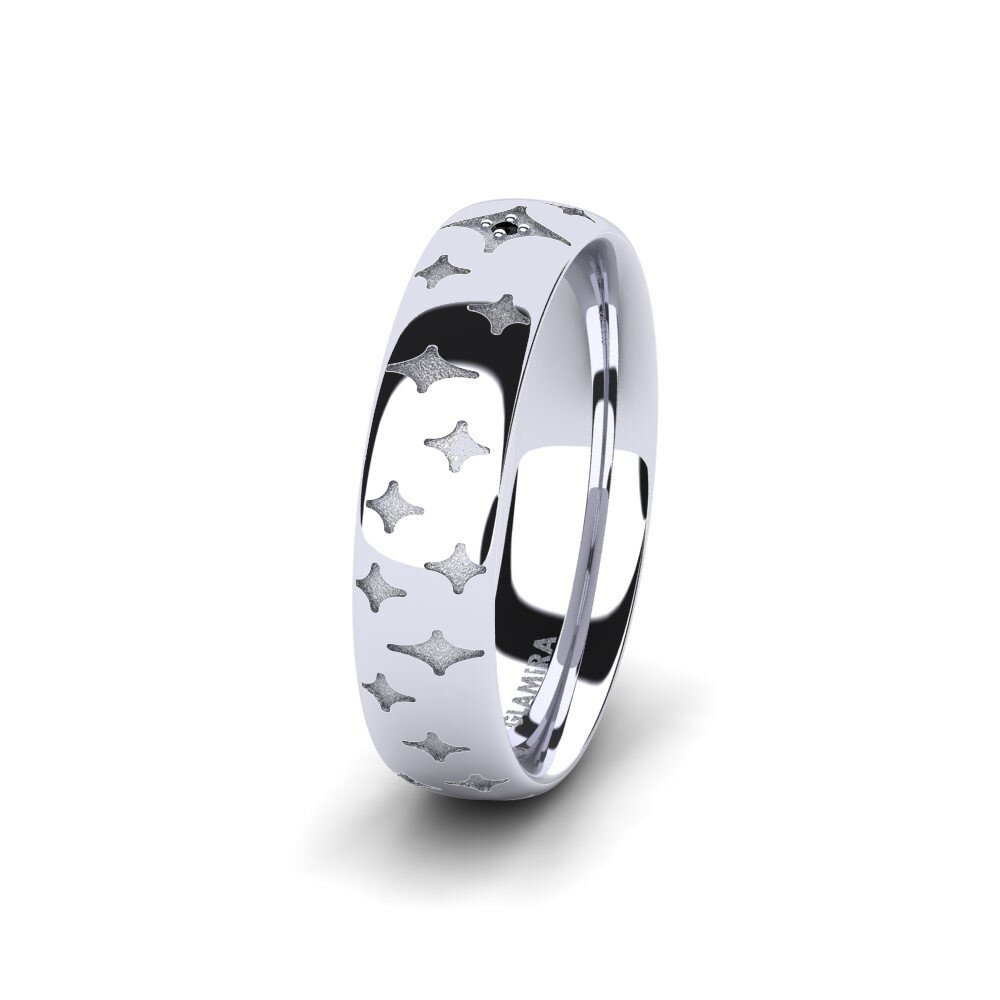White Silver Black Diamond Women's Wedding Ring Essential Choice 5 mm