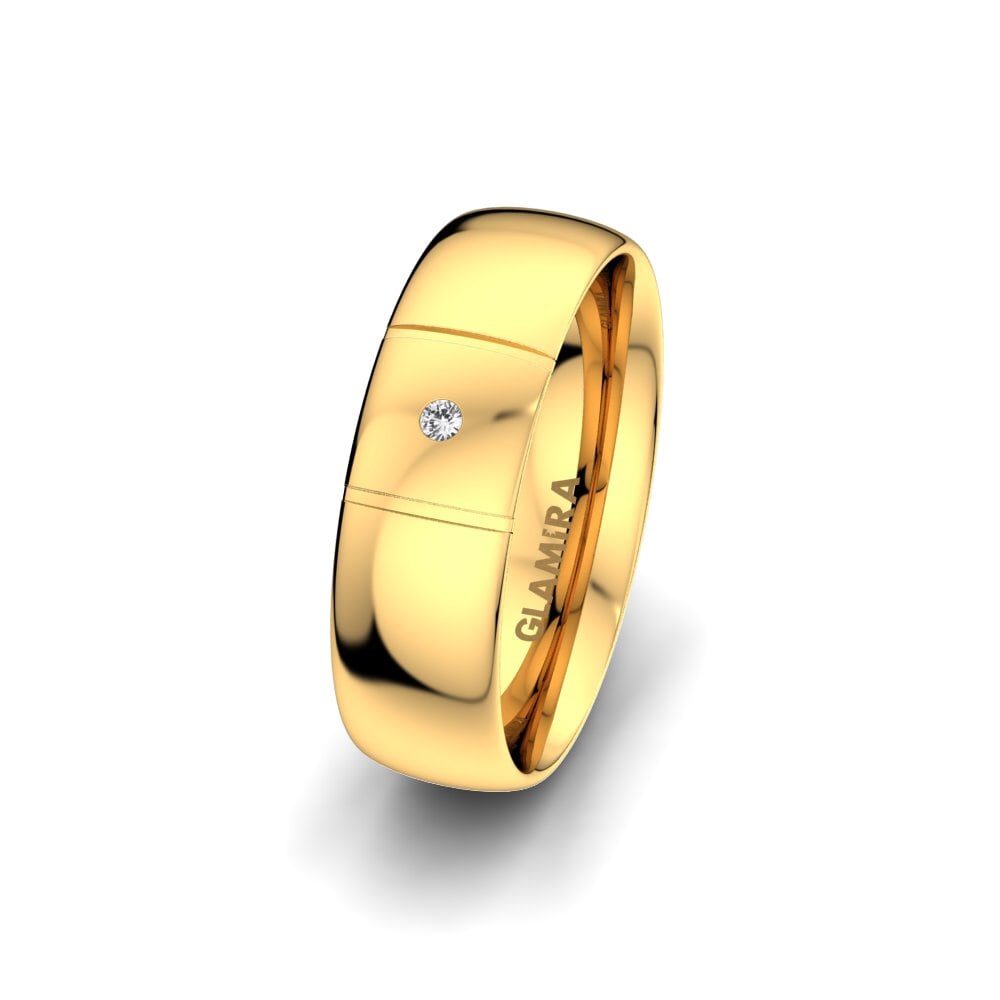 9ct Yellow Gold White sapphire Women's Wedding Ring Essential Passion 6 mm