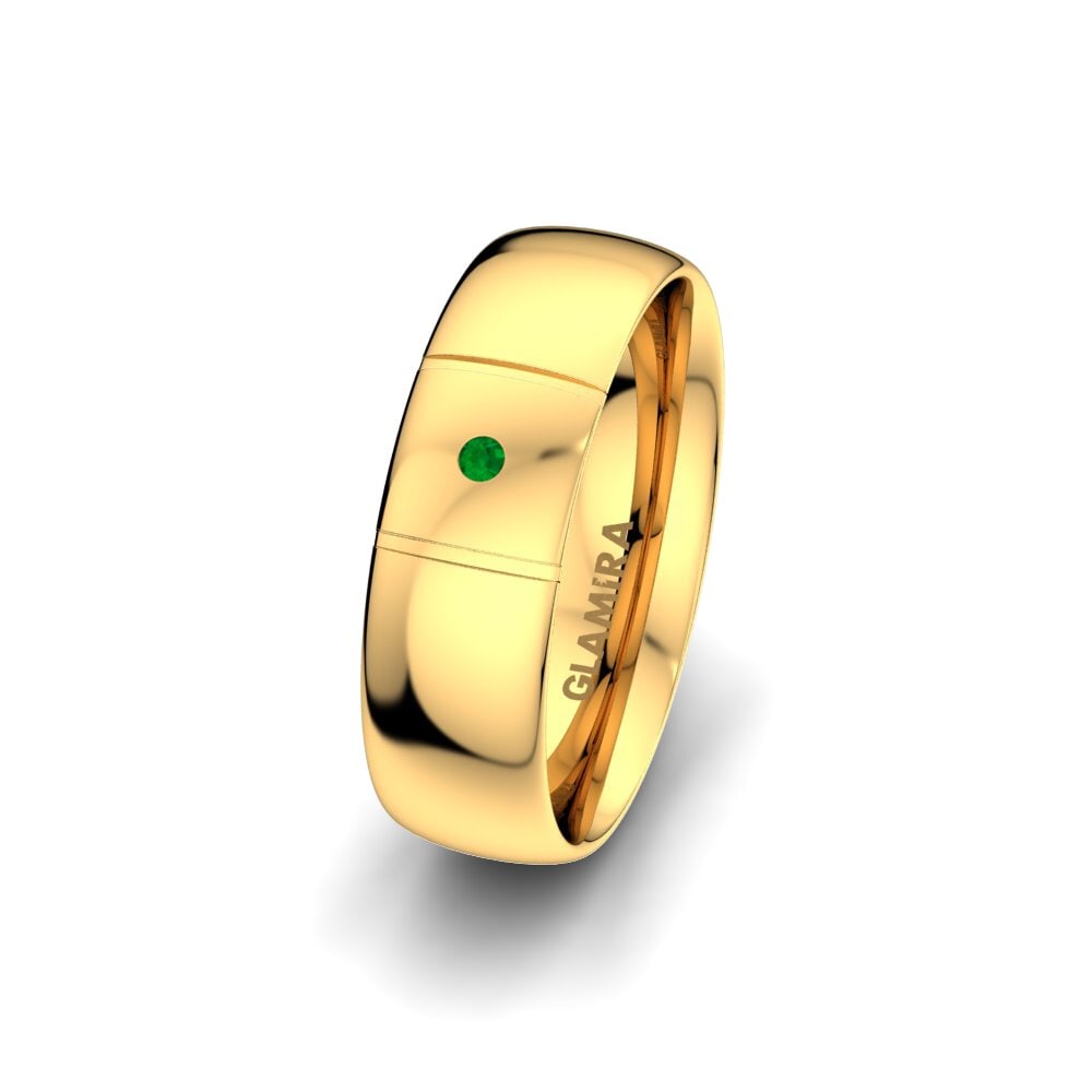 9ct Yellow Gold Emerald Women's Wedding Ring Essential Passion 6 mm