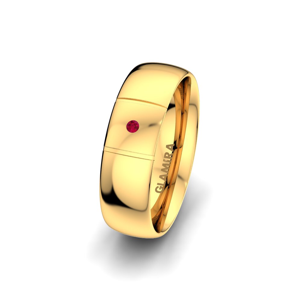9ct Yellow Gold Ruby Women's Wedding Ring Essential Passion 6 mm