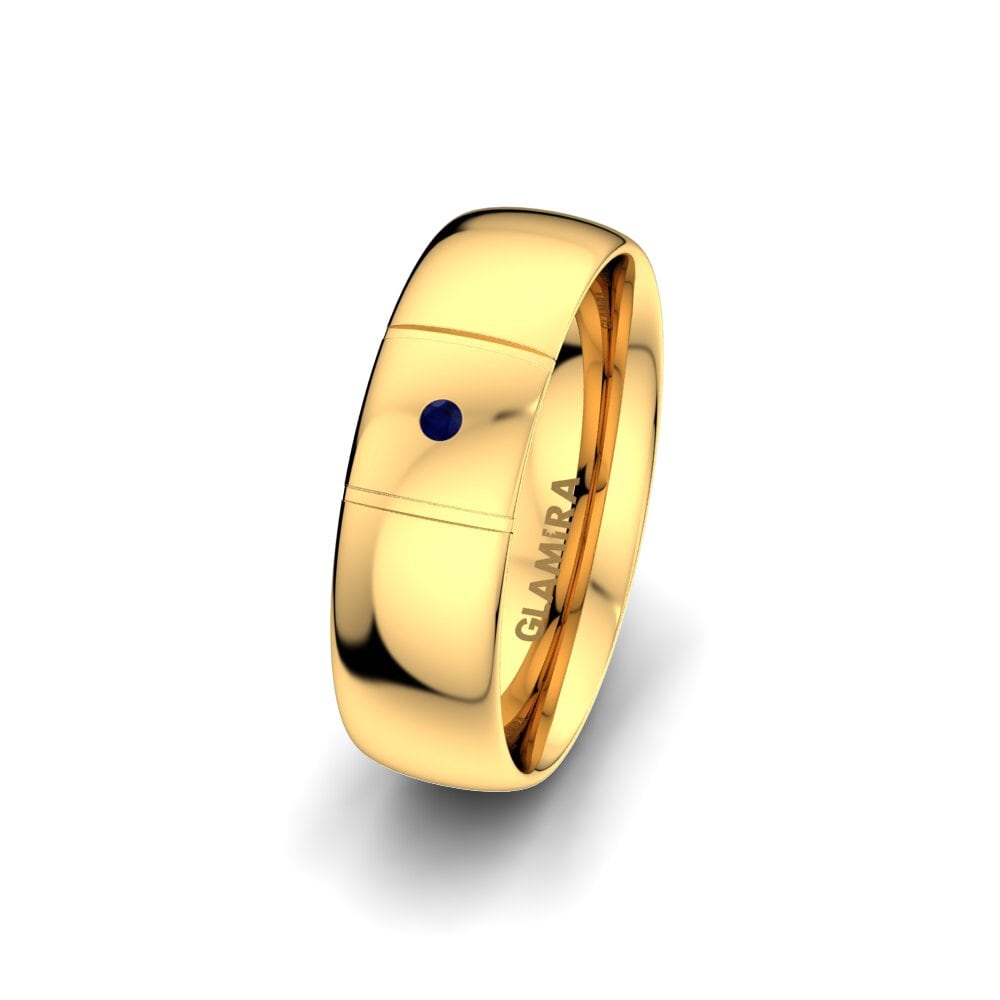9ct Yellow Gold Sapphire Women's Wedding Ring Essential Passion 6 mm