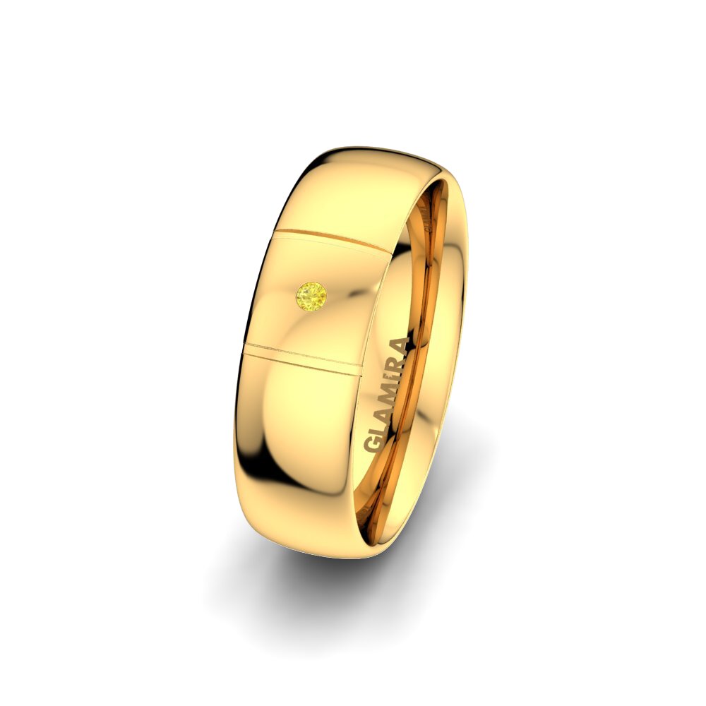 9ct Yellow Gold Yellow Sapphire Women's Wedding Ring Essential Passion 6 mm