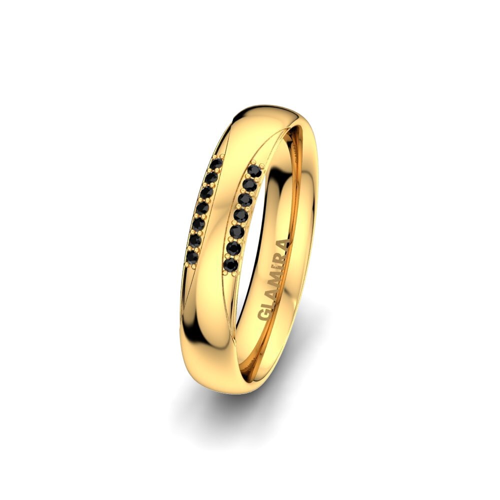 Or Jaune 585 Diamant Noir Alliance pour femme Exotic Harmony 4 mm