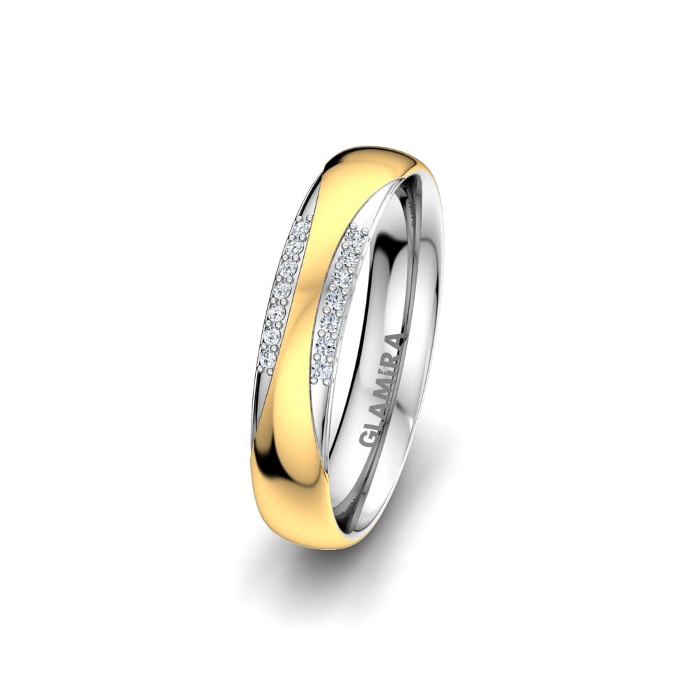 18ct Yellow & White Gold Lab Grown Diamond Women's Wedding Ring Exotic Harmony 4 mm