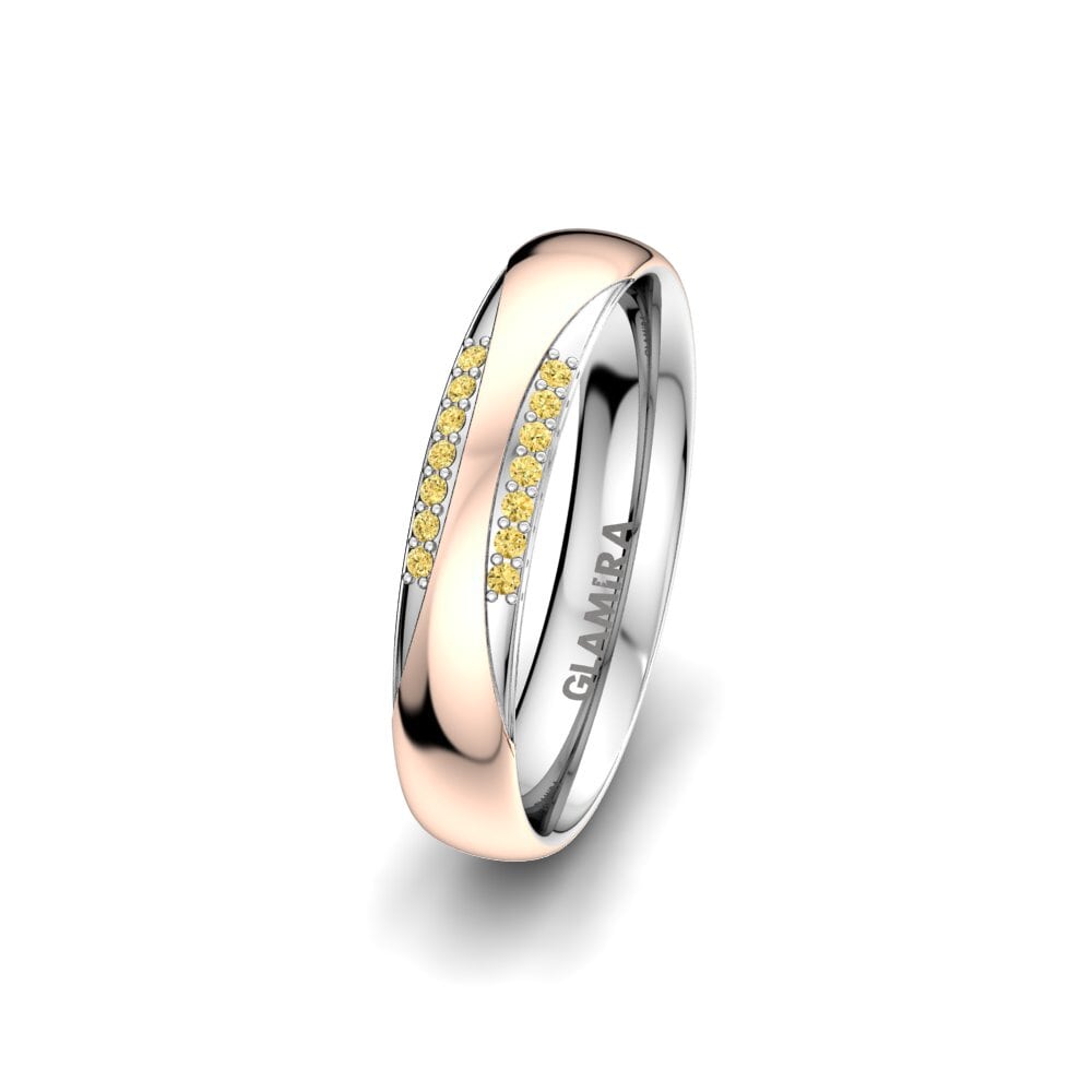 375 Rot & Weißgold Gelber Diamant Damen trauring Exotic Harmony 4 mm