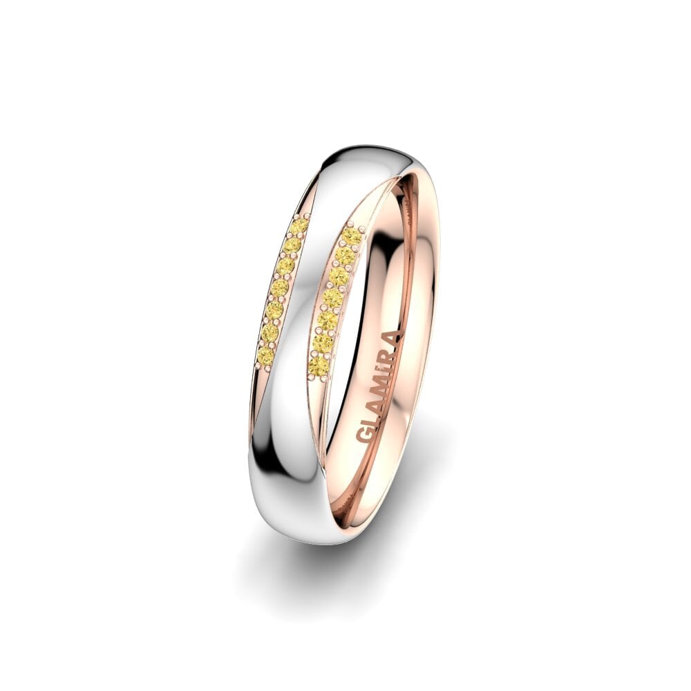 Weiß & Rotgold 750 Gelber Diamant Damen trauring Exotic Harmony 4 mm