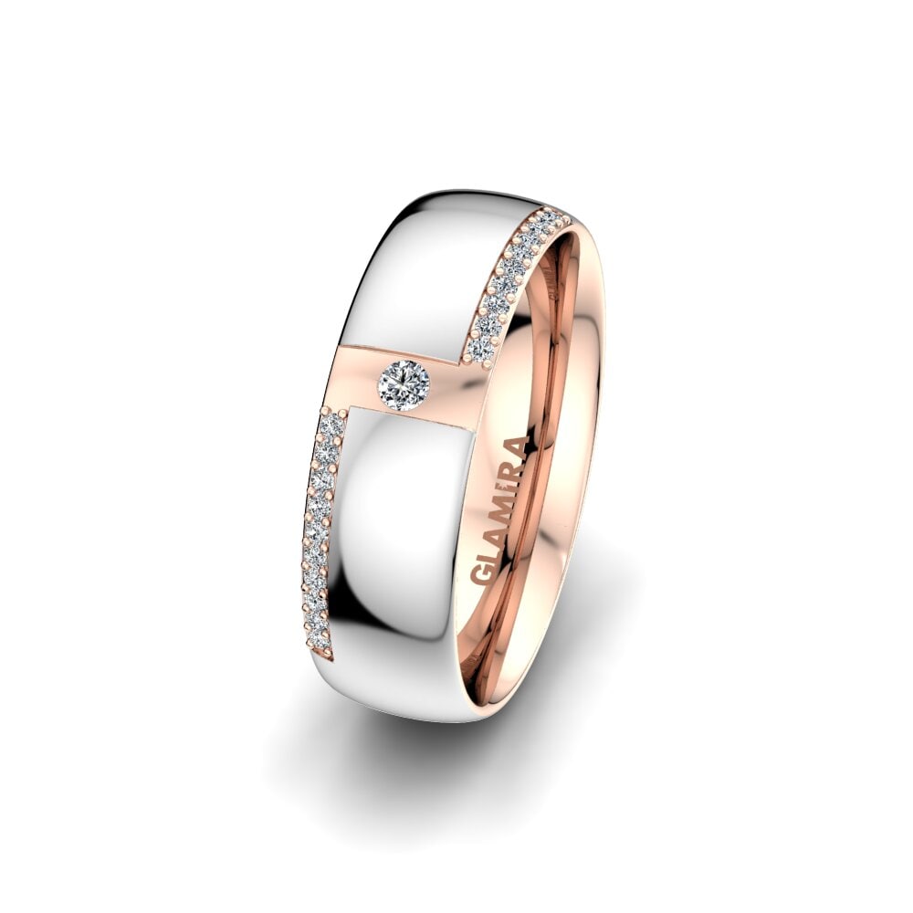 9ct White & Rose Gold Women's Wedding Ring Sensual Waves 6 mm