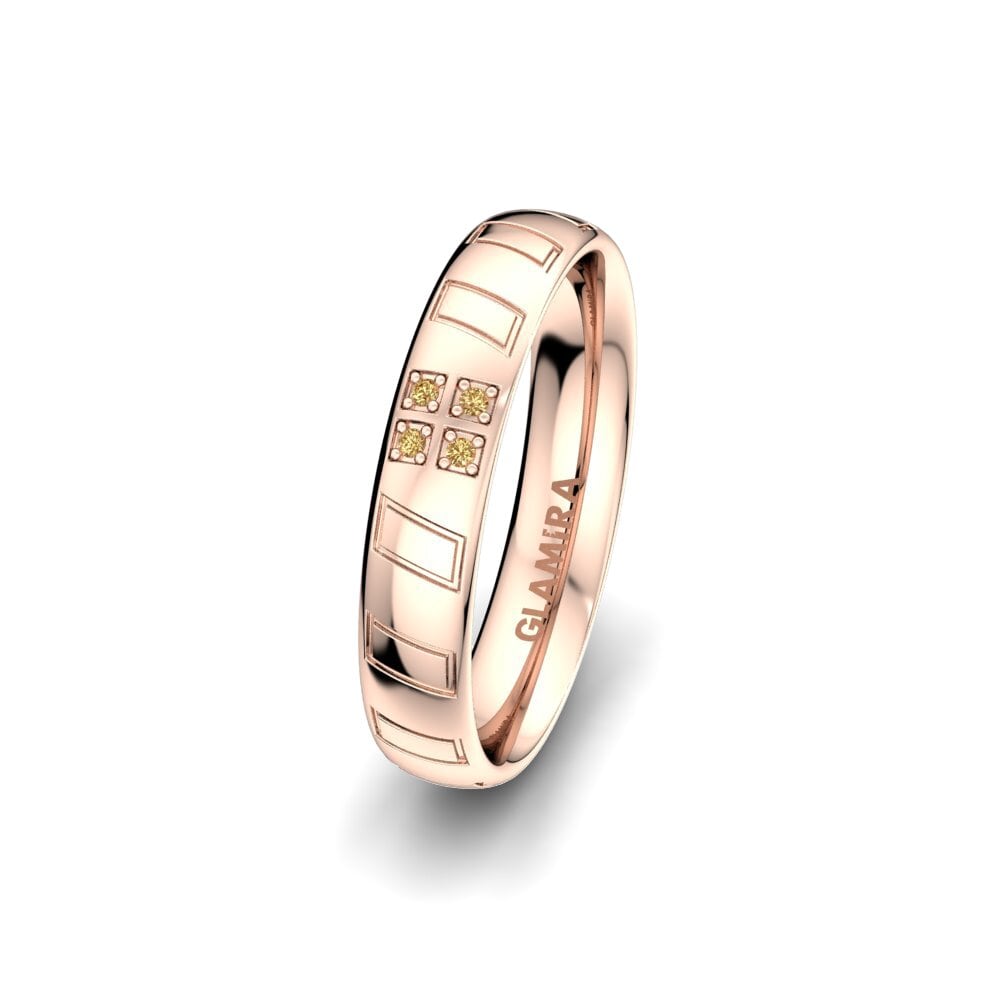14ct Rose Gold Brown Diamond Women's Wedding Ring Unique Star 4 mm