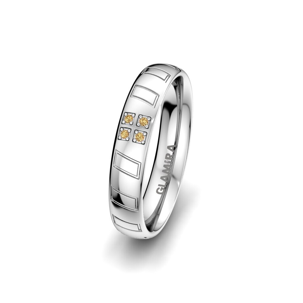 950 Palladium Brown Diamond Women's Wedding Ring Unique Star 4 mm