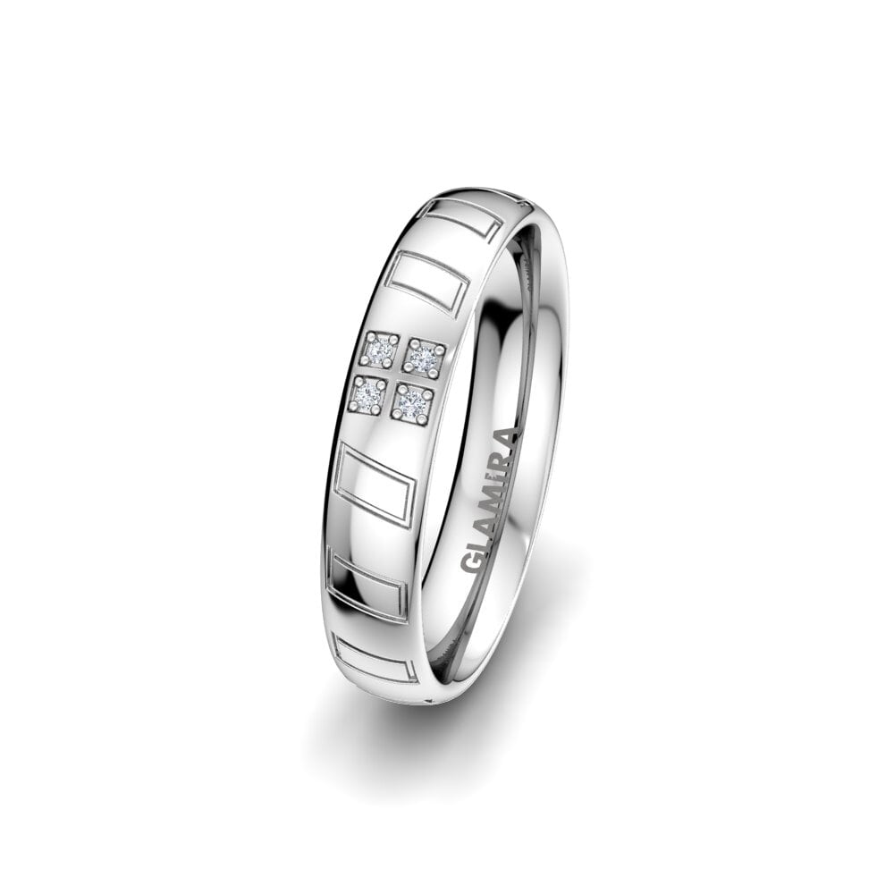 Paladio 950 Diamante cultivado en laboratorio Anillo Boda Mujer Unique Star 4 mm