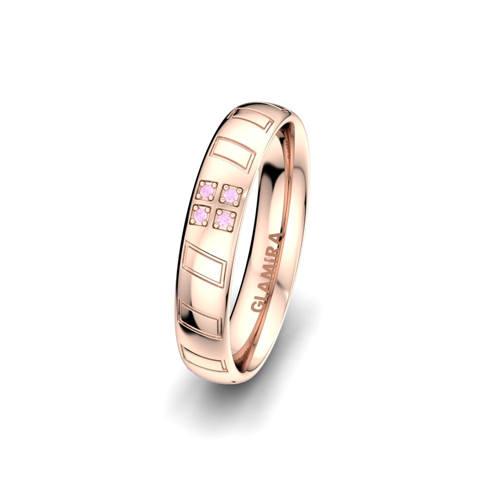 14ct Rose Gold Pink Sapphire Women's Wedding Ring Unique Star 4 mm