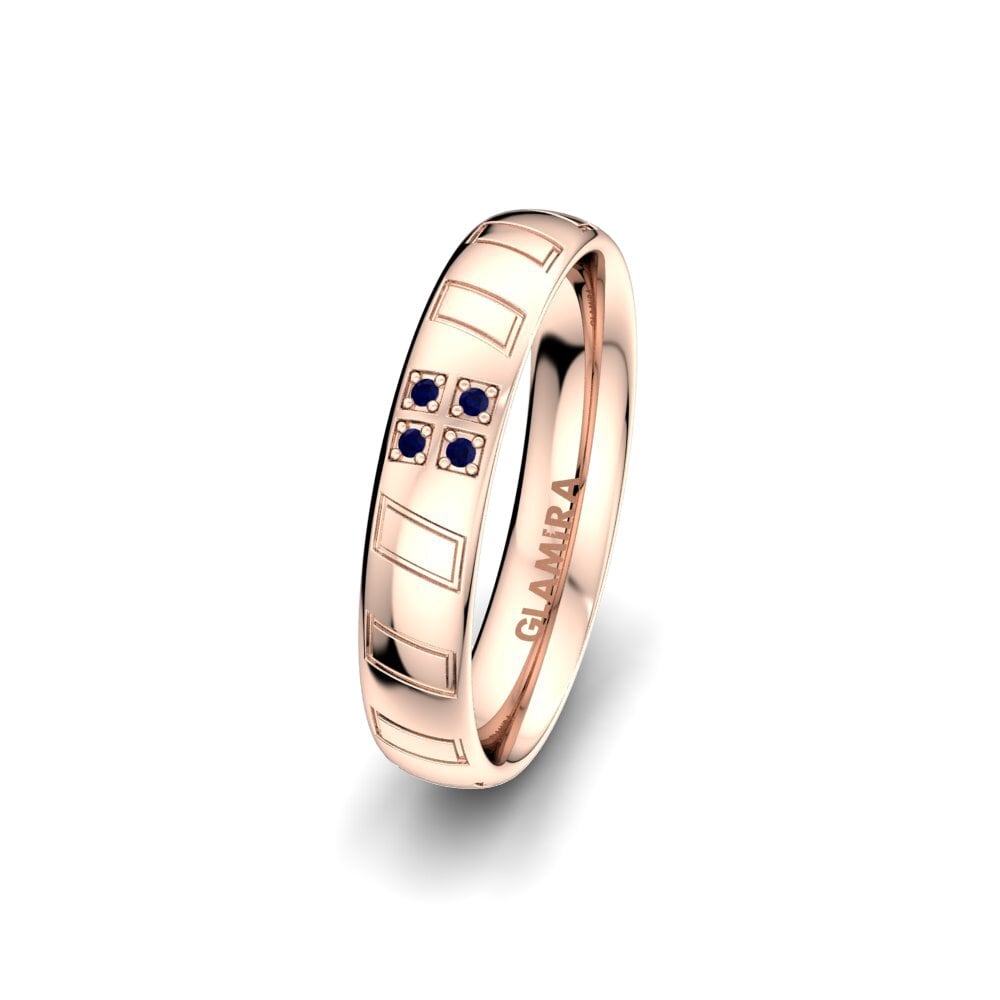 14ct Rose Gold Sapphire Women's Wedding Ring Unique Star 4 mm