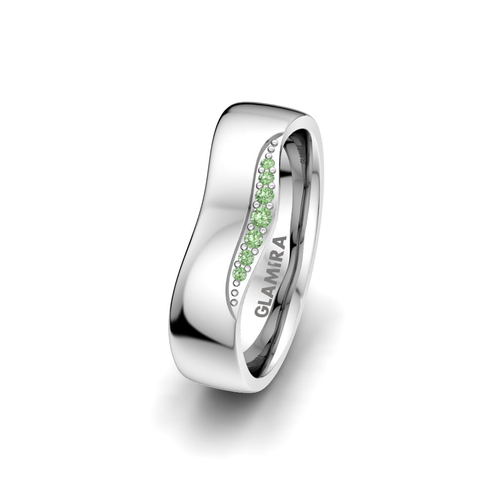 950 Platin Grüner Diamant Damen trauring Magic Dream 5 mm