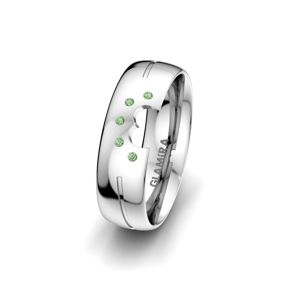 Green Diamond Women's Wedding Ring Pretty Wake 6 mm