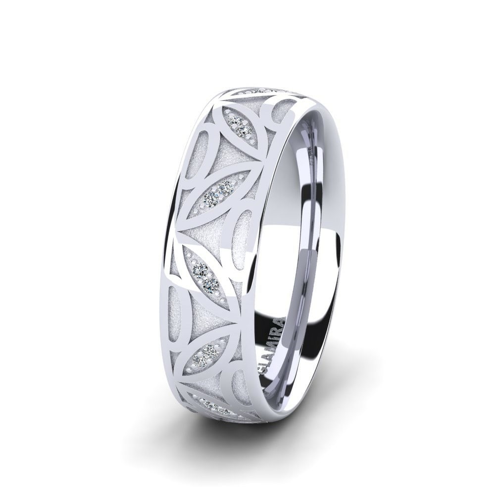 White Silver Women's Wedding Ring Magic Road 6 mm