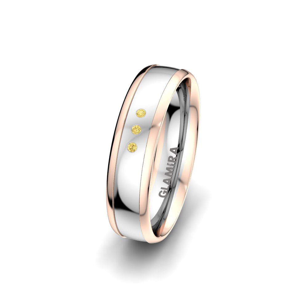 14ct White & Rose Gold Yellow Diamond Women's Wedding Ring Splendid Lucy 5 mm