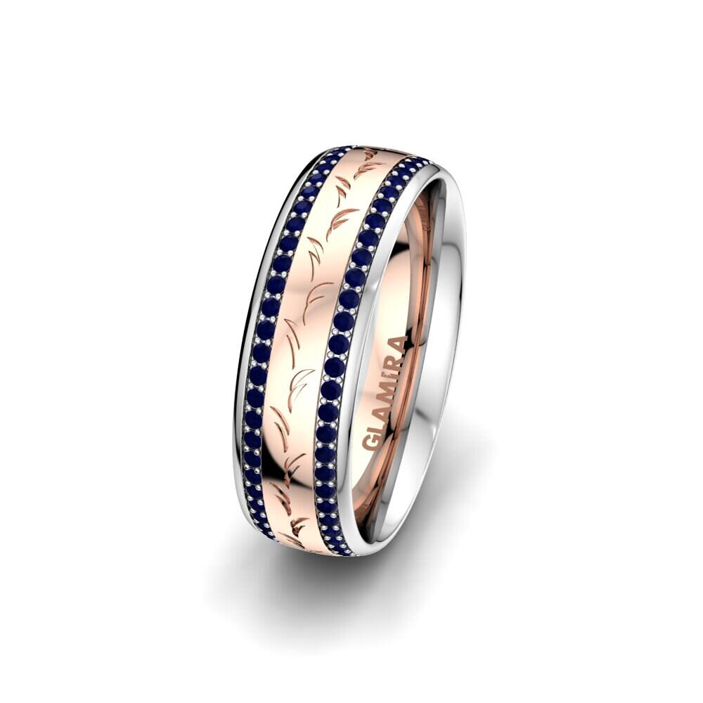 14ct Rose & White Gold Sapphire Women's Wedding Ring Glorious Style 6 mm