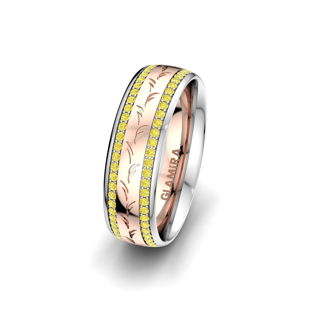 Or Rose & Blanc 585 Saphir Jaune Alliance pour femme Glorious Style 6 mm